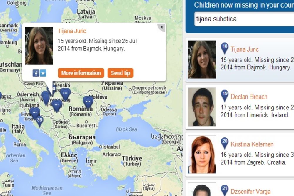 DEZINFORMACIJA: Na evropskom sajtu za nestalu decu za Tijanu piše da je iz Mađarske!