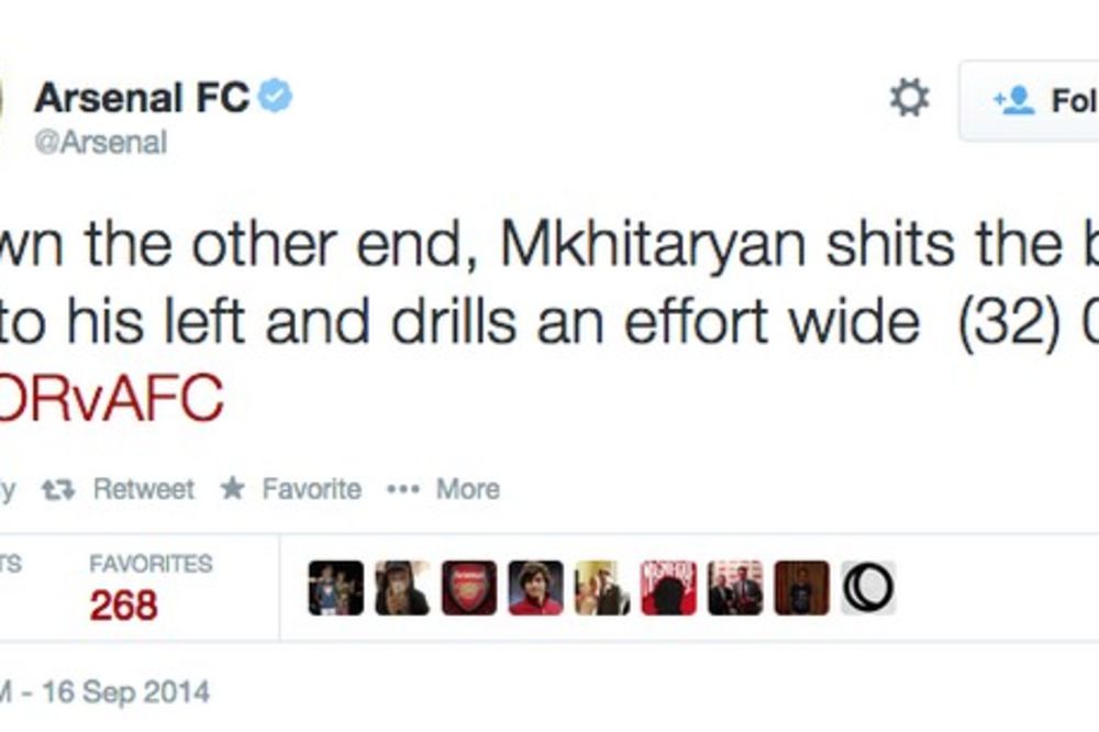 URNEBESNO: Arsenal na Tviteru promašio jedno slovo i ispao smešan, pa i nepristojan