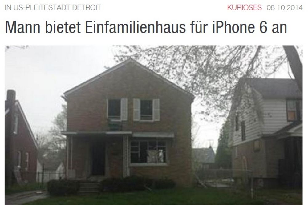 NIJE ŠALA: Austrijanac menja kuću za ajfon 6!